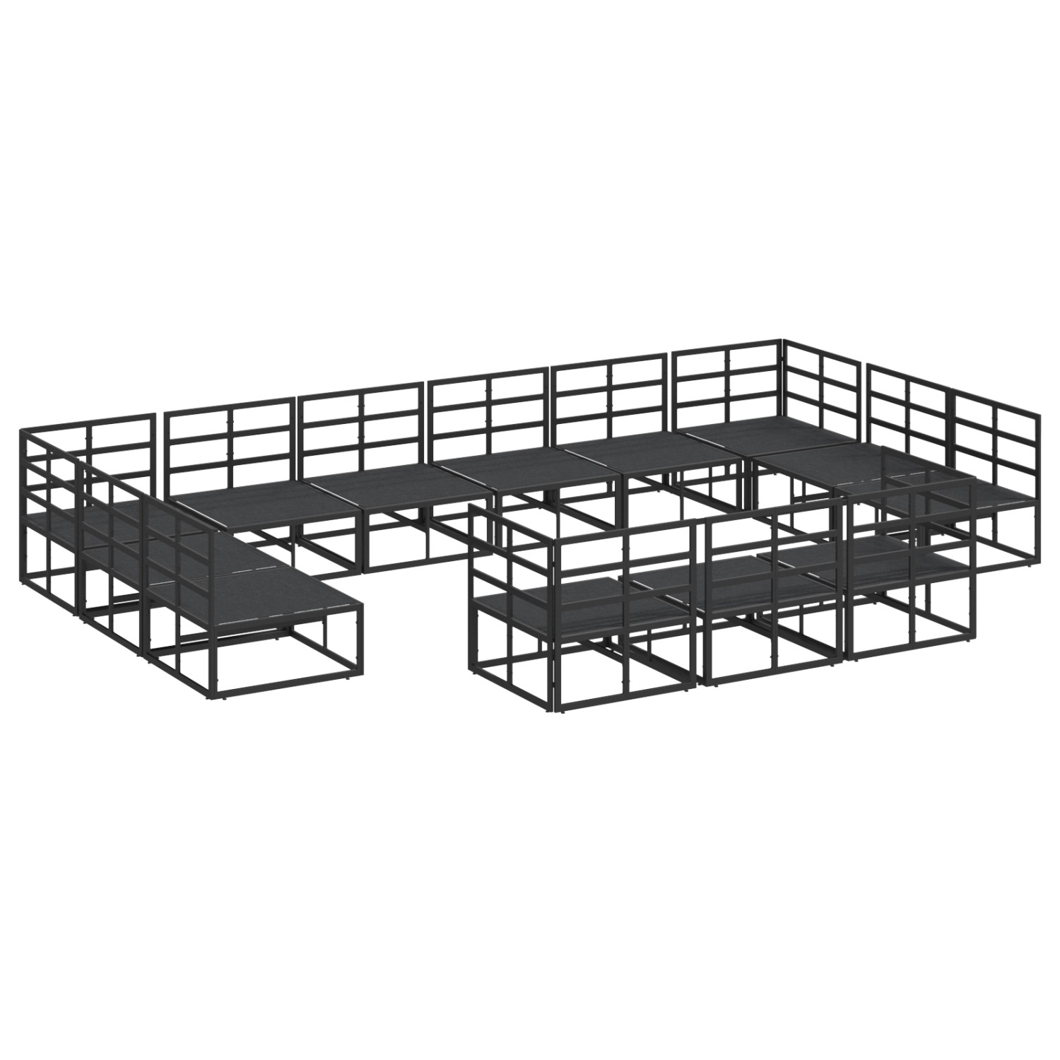 vidaXL Garten-Sofa-Set, 13-teilig, schwarz, Aluminium, modulares Design für Gartenmöbel.