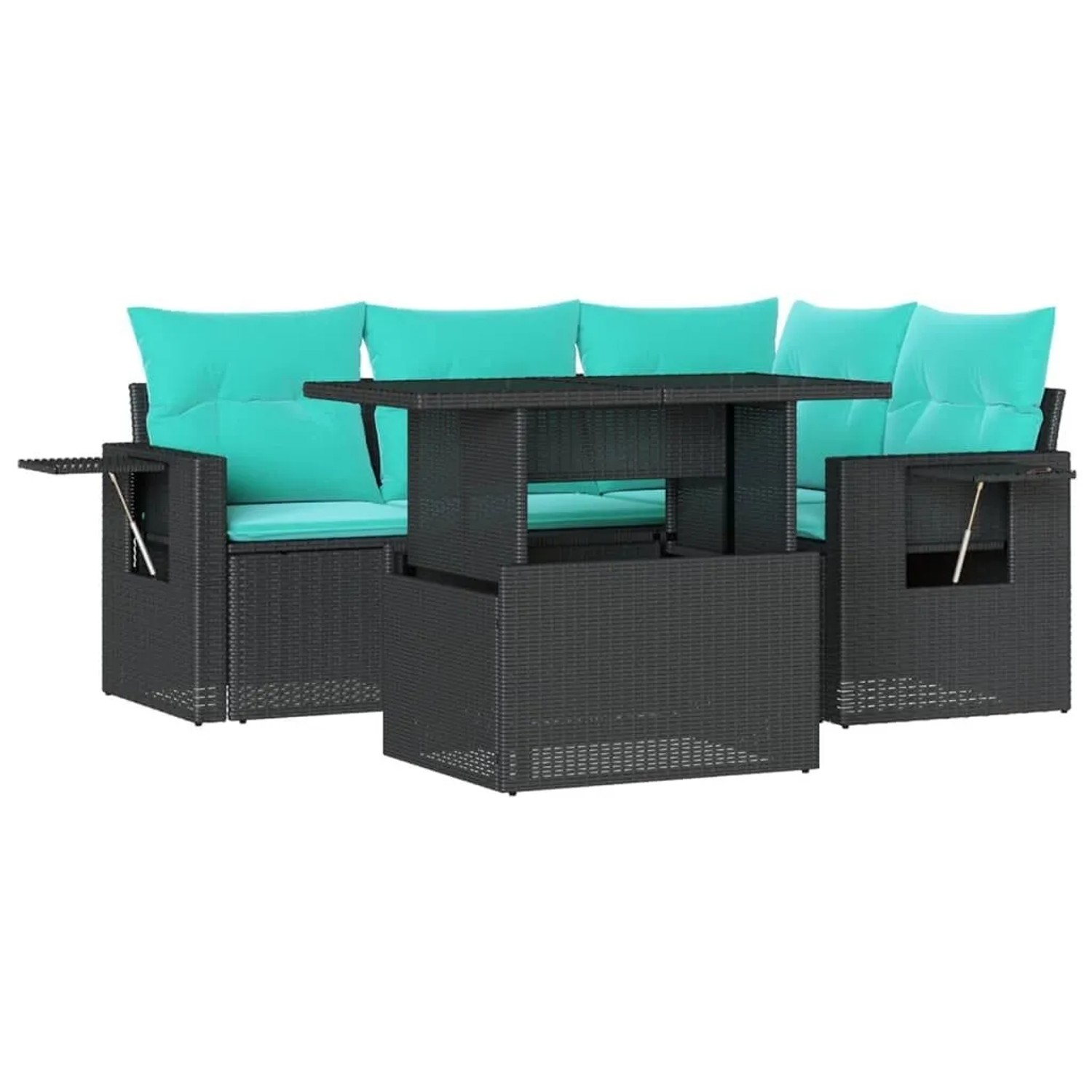 vidaXL 5-Tlg Gartensofa-Set mit Kissen Schwarz Polyrattan 3267877 günstig online kaufen