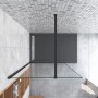 Walk-In Dusche mit schwarzem Rahmen, 110x200cm, 8mm Glas und Stabilisierungsstange.