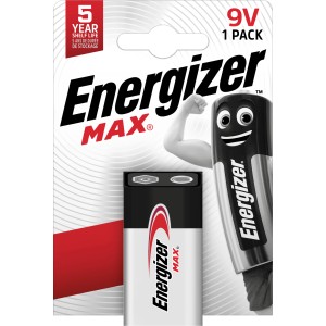 Energizer Max 9V E-Block Alkaline Batterie, 1 Stück, für anspruchsvolle Geräte.