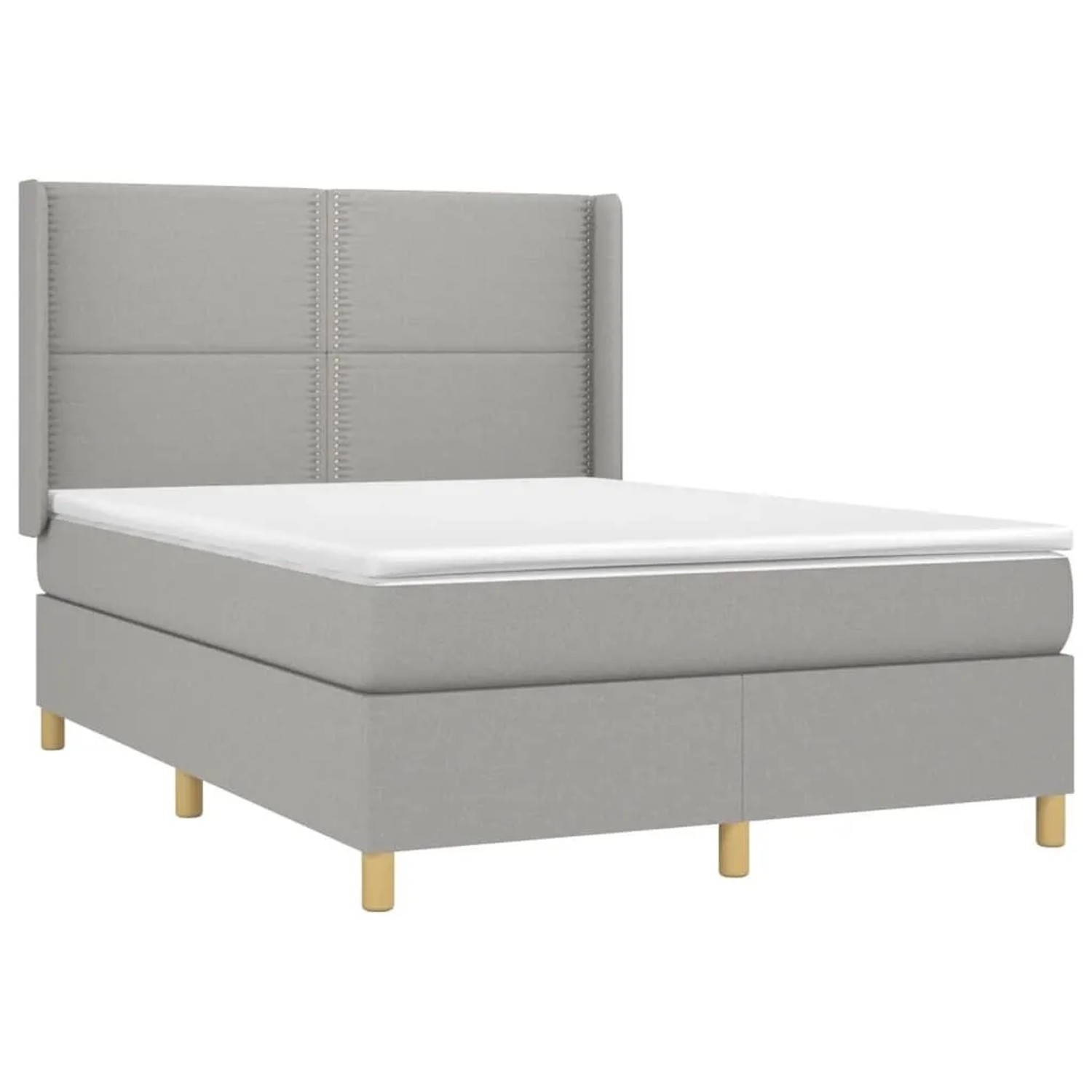 vidaXL Boxspringbett mit Matratze & LED Hellgrau 140x190 cm Stoff 3138789 günstig online kaufen