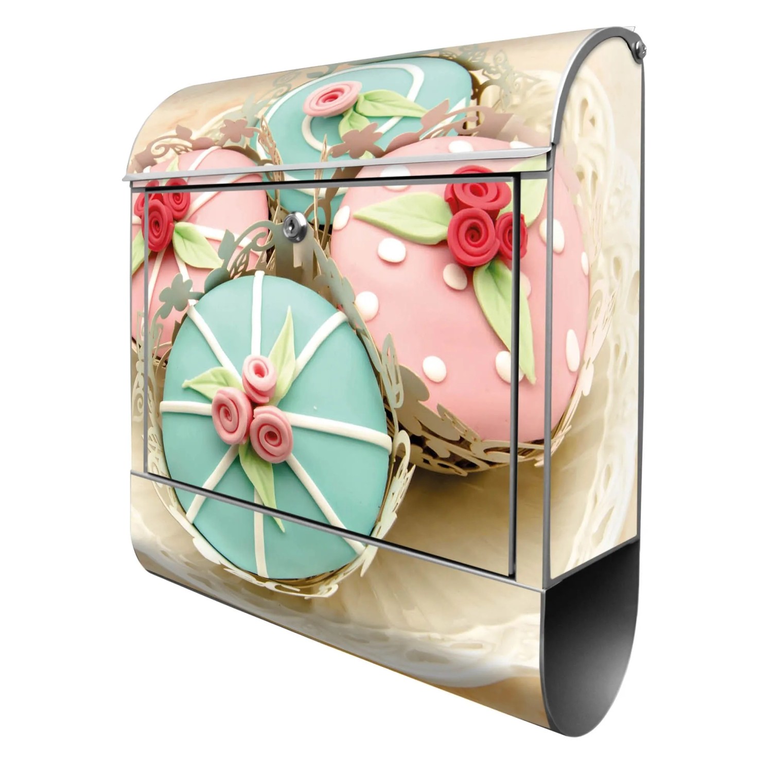 Banjado Design Briefkasten Silber Pulverbeschichtet 39x47x14cm 2 Schlüssel günstig online kaufen