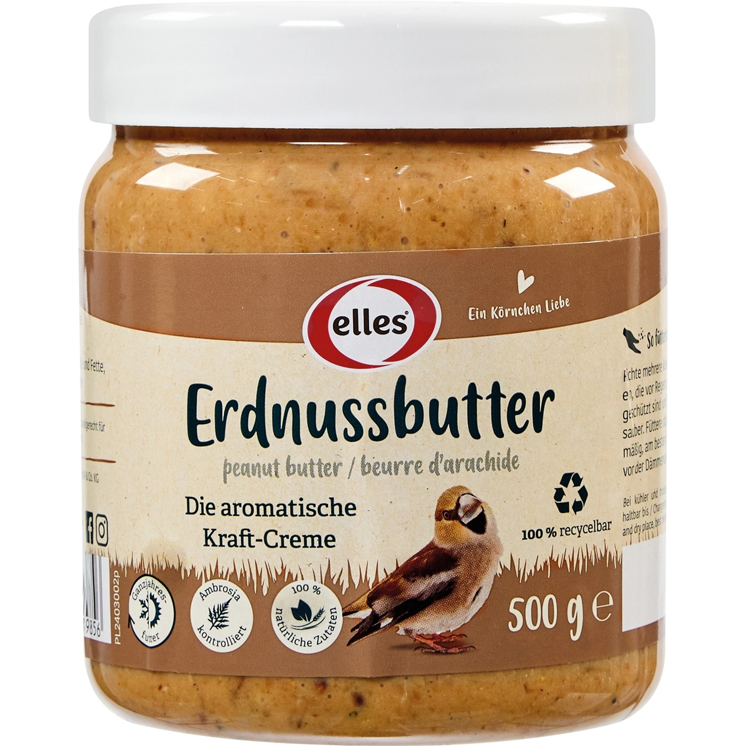 Elles Wildvogelfutter Erdnussbutter 500 g