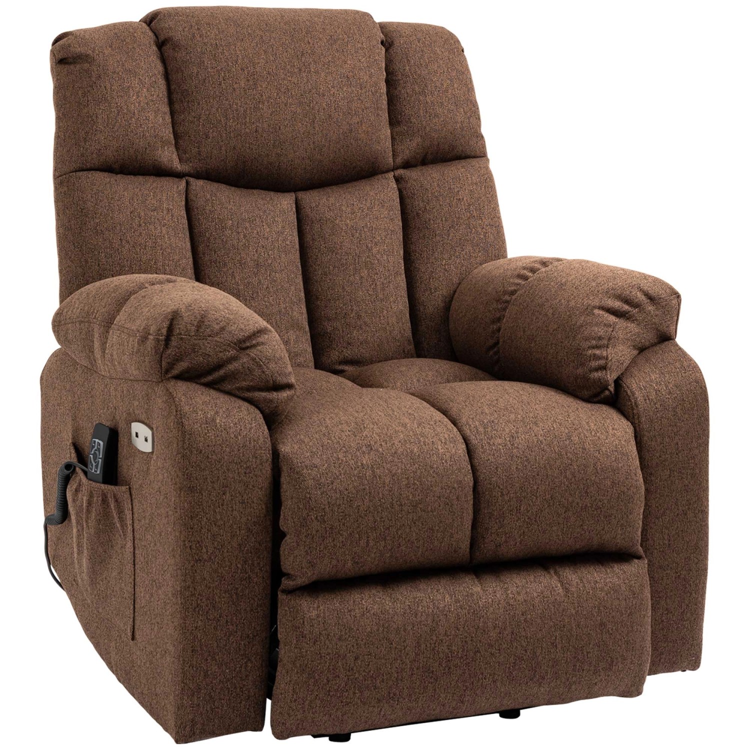 HOMCOM Fernsehsessel mit Aufstehhilfe Polyester Stahl Braun 92L x 95B x 107 günstig online kaufen