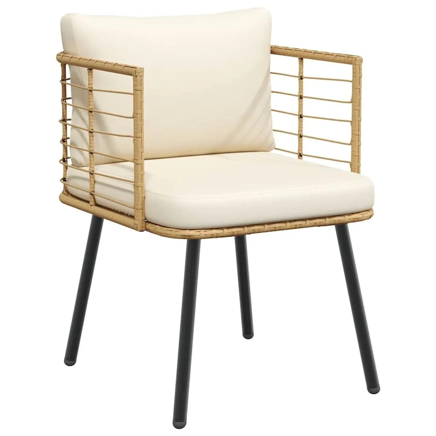Furnicato Gartenstuhl Mit Kissen Natur Poly Rattan