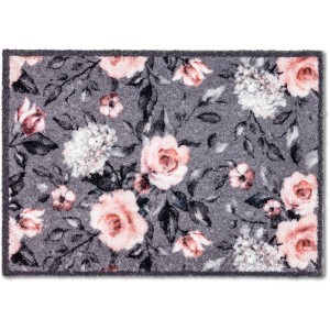 Astra Sauberlaufmatte Pure und Soft, 50x70 cm, Blumenmuster in Grau-Rosa.