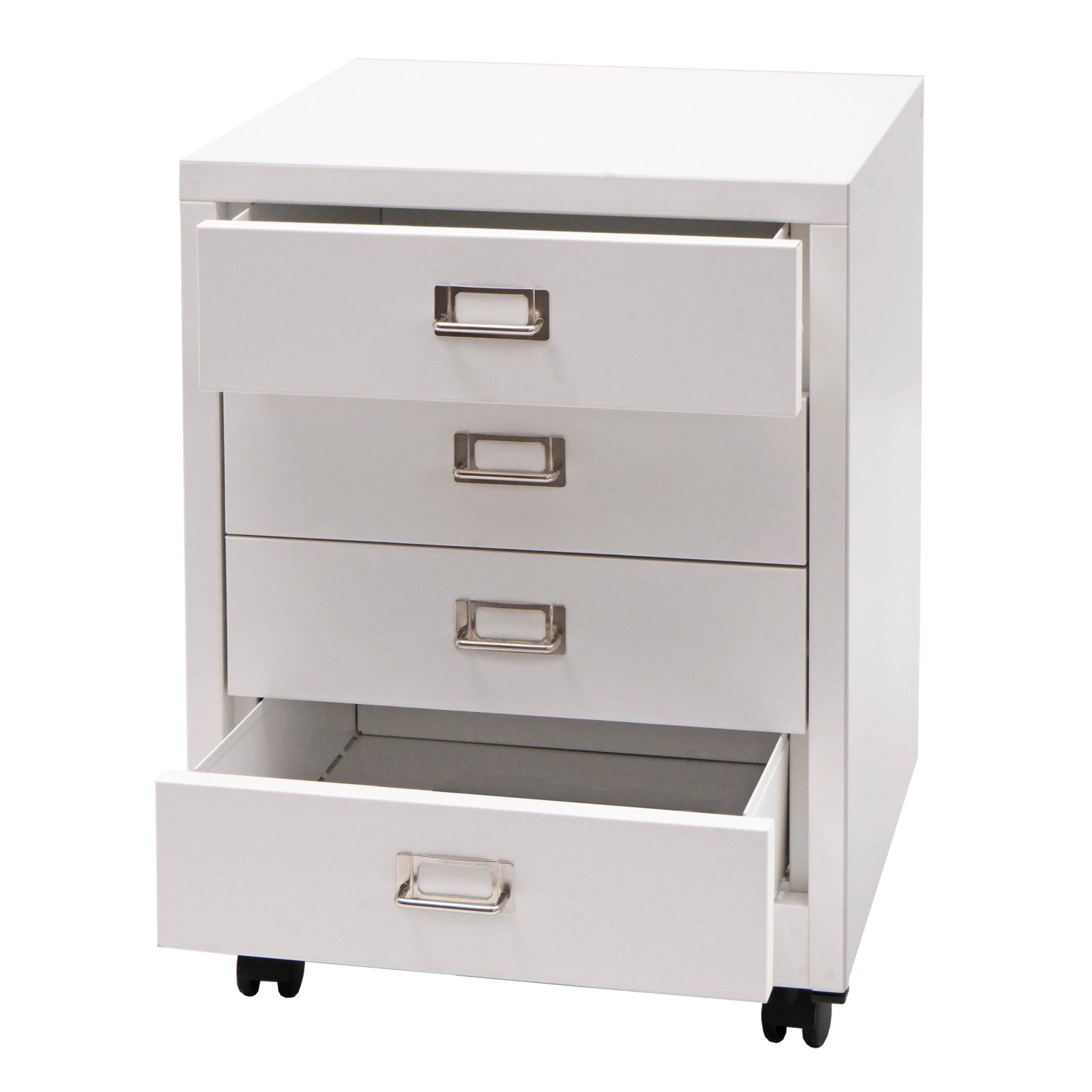 PROREGAL Rollcontainer 55x40x41cm Metall 4 Schubladen Weiß günstig online kaufen