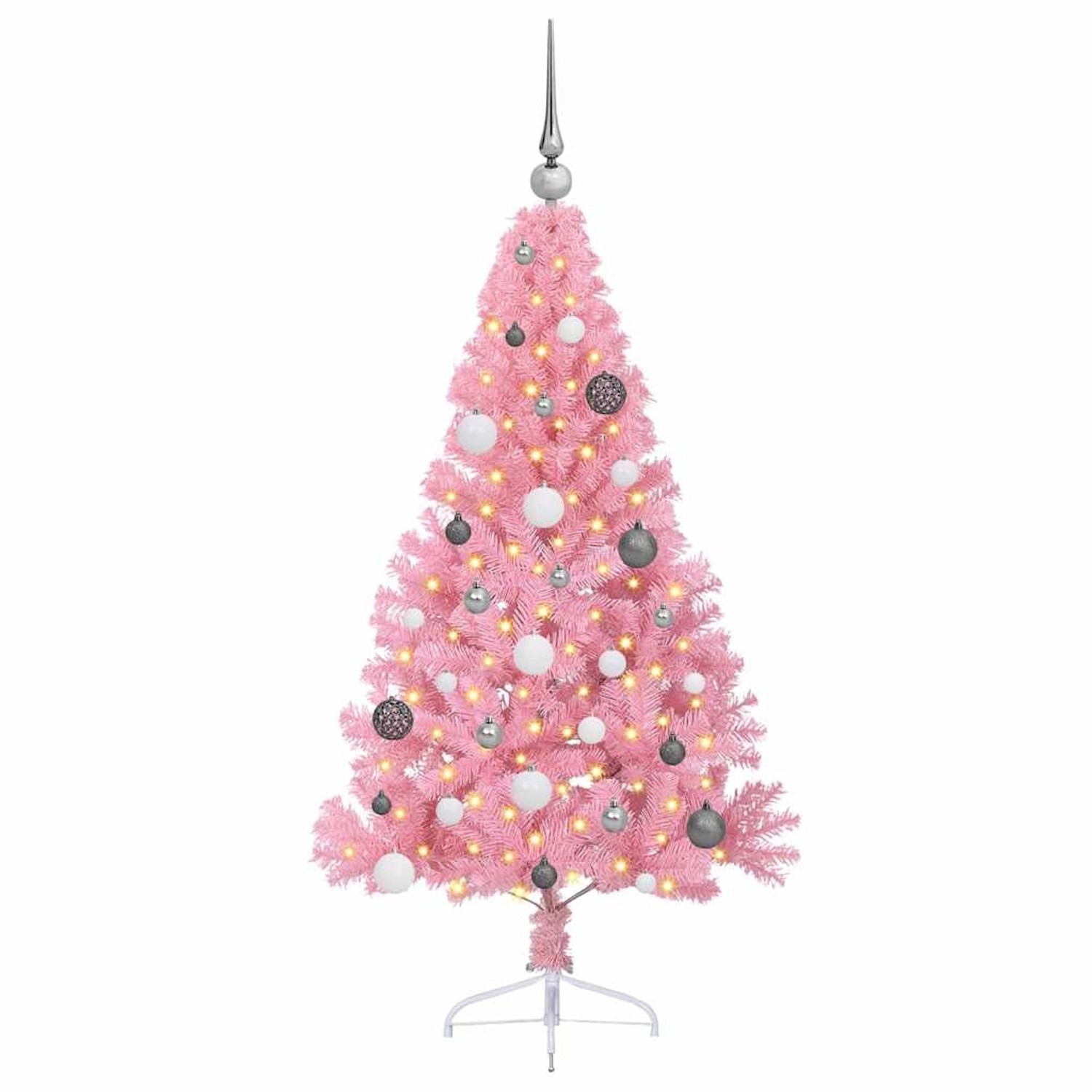 vidaXL Künstlicher Vorbeleuchteter Weihnachtsbaum Rosa 150 cm PVC 3397062