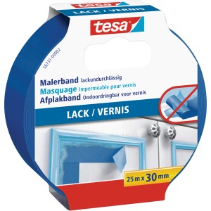Tesa Malerband für Lacke, blau, 25 m x 30 mm. Präzises Abkleben für saubere Farbkanten.