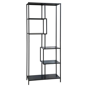 Schwarzes Svita Kela Metallregal mit 6 Ebenen im Industrial Style.