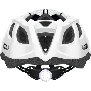 Weißer Abus Fahrradhelm Sport M mit Reflektor und Belüftungsöffnungen.