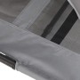 Detailaufnahme: Graue Knuffelwuff Hundeliege mit Sonnendach, robustes Gestell und atmungsaktives Gewebe.