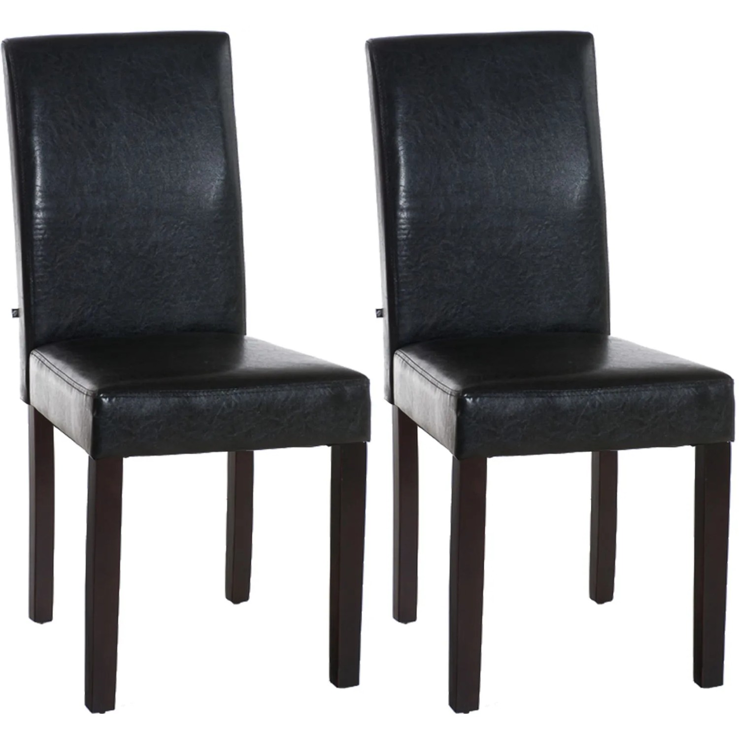 DELUKE 2er Set Esszimmerstuhl DALAN Kunstleder Braun 41x47x91cm Dunkelbraun Essstühle Esszimmerstühle Küchenstühle Wohnzimmerstühle