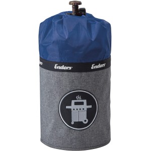 Enders Gasflaschenhülle 5 kg Style Blue für Grillflaschen, blau-grau mit Grill-Motiv.