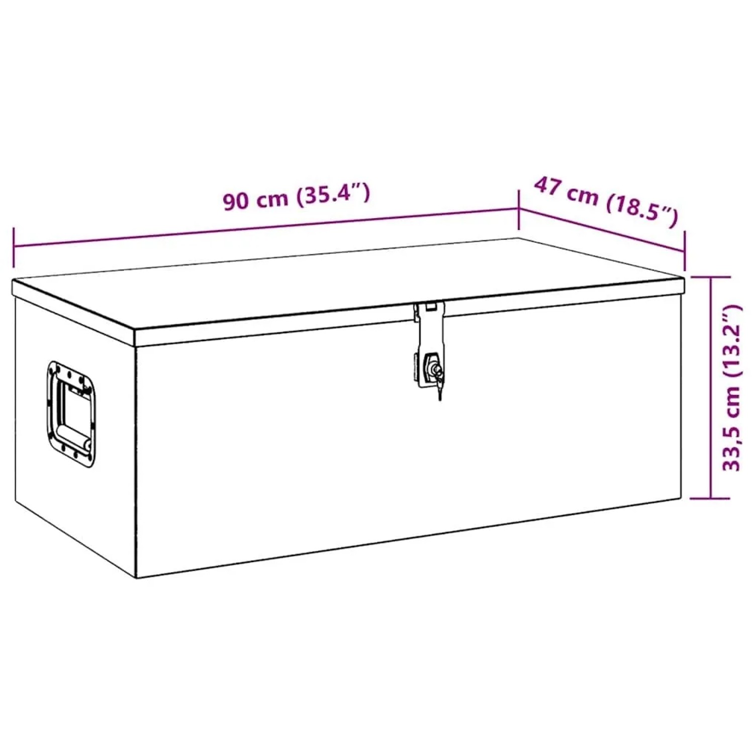 DELUKE Aluminiumbox Mit Deckel Abschließbar Alubox Deichselbox Alu Anhängerbox Werkzeugkiste Transportbox Metallkiste 90x47x33,5cm Silber_8
