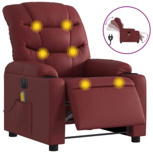 vidaXL Massagesessel Elektrisch Weinrot Kunstleder 3206596
