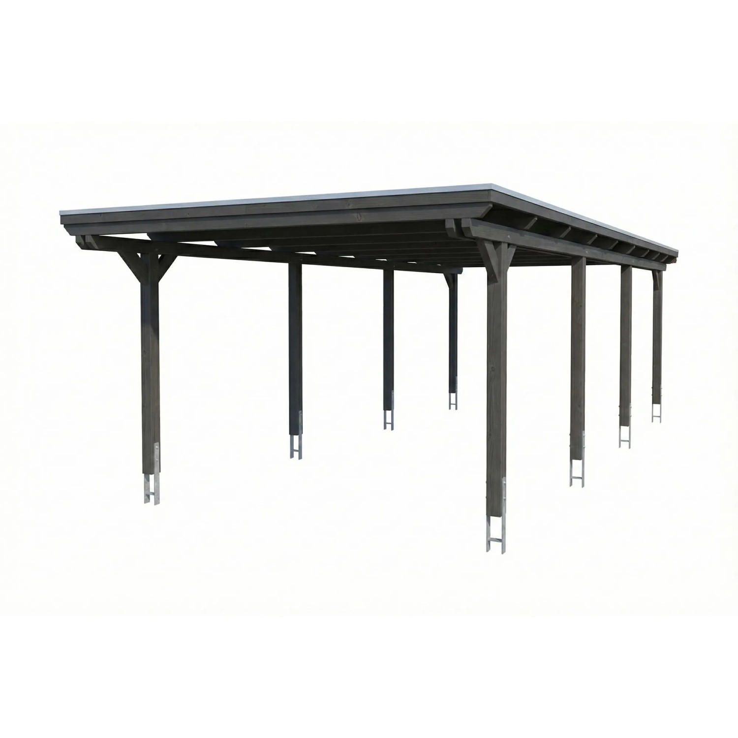 Skan Holz Carport Emsland Stahl-Dachplatten 402 cm x 846 cm Schiefergrau
