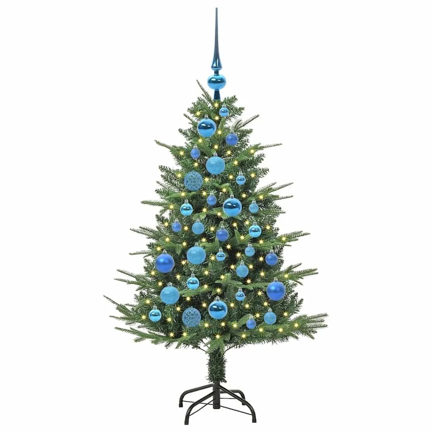 vidaXL Künstlicher Vorbeleuchteter Weihnachtsbaum mit Kugelset Grün 3395333