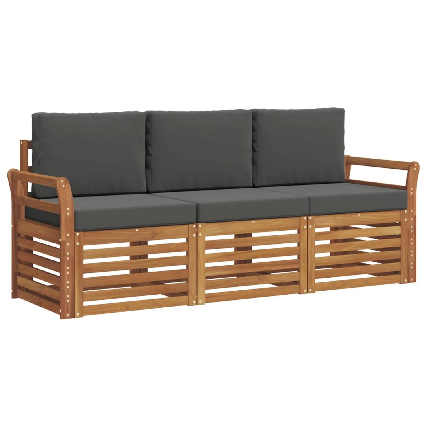 vidaXL Sofagarnituren 3 Tlg Natur und Anthrazit Massivholz Akazie 3374292