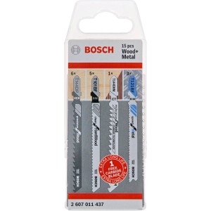Bosch Stichsägeblatt-Set Wood and Metal, 15-teilig, für Holz und Metall. Verschiedene Sägeblätter im Set.