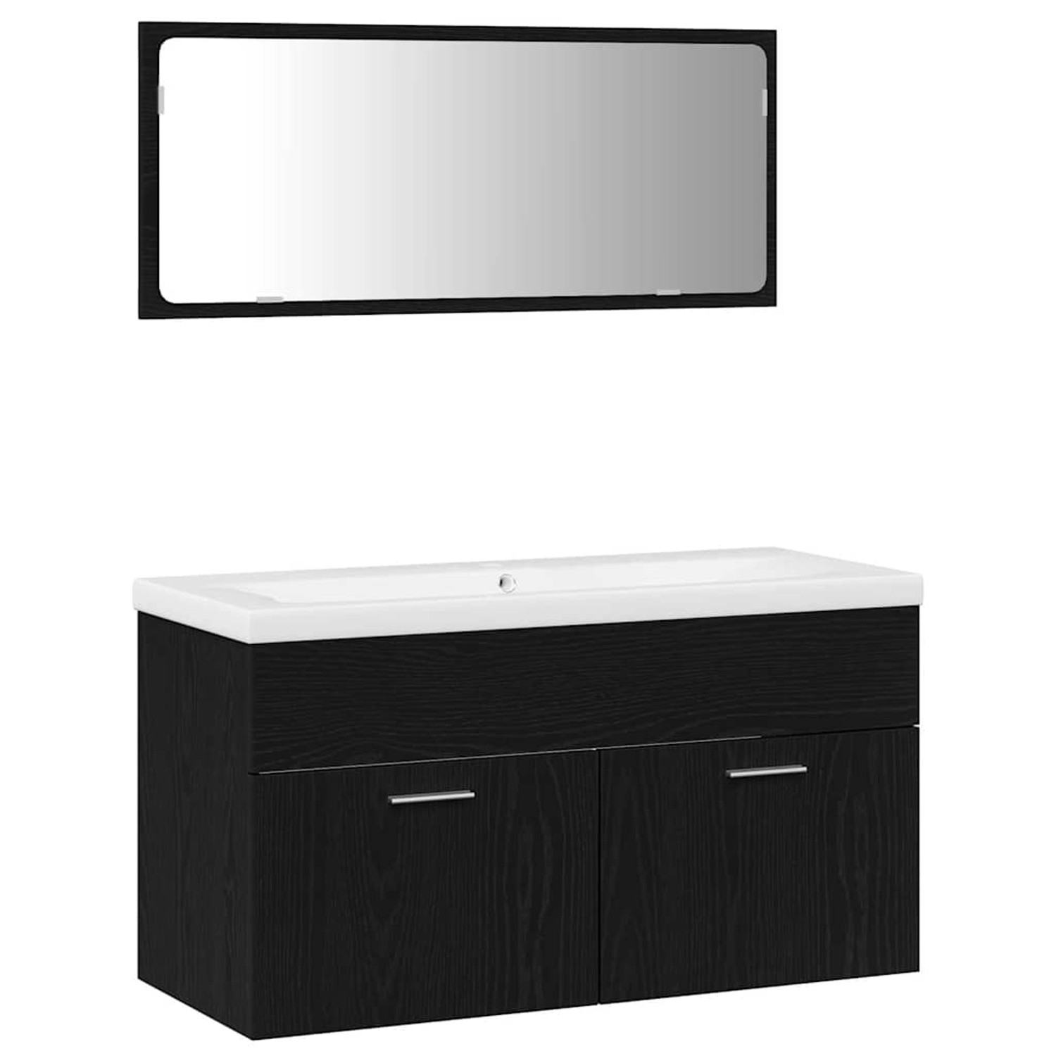 vidaXL Badezimmermöbel Set Wandmontiert 3-Tlg Schwarz Eichen-Optik 3334339 günstig online kaufen