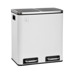 Weißer Svita Mülleimer TM2X15 mit 2 Fächern (30L) zur Mülltrennung.