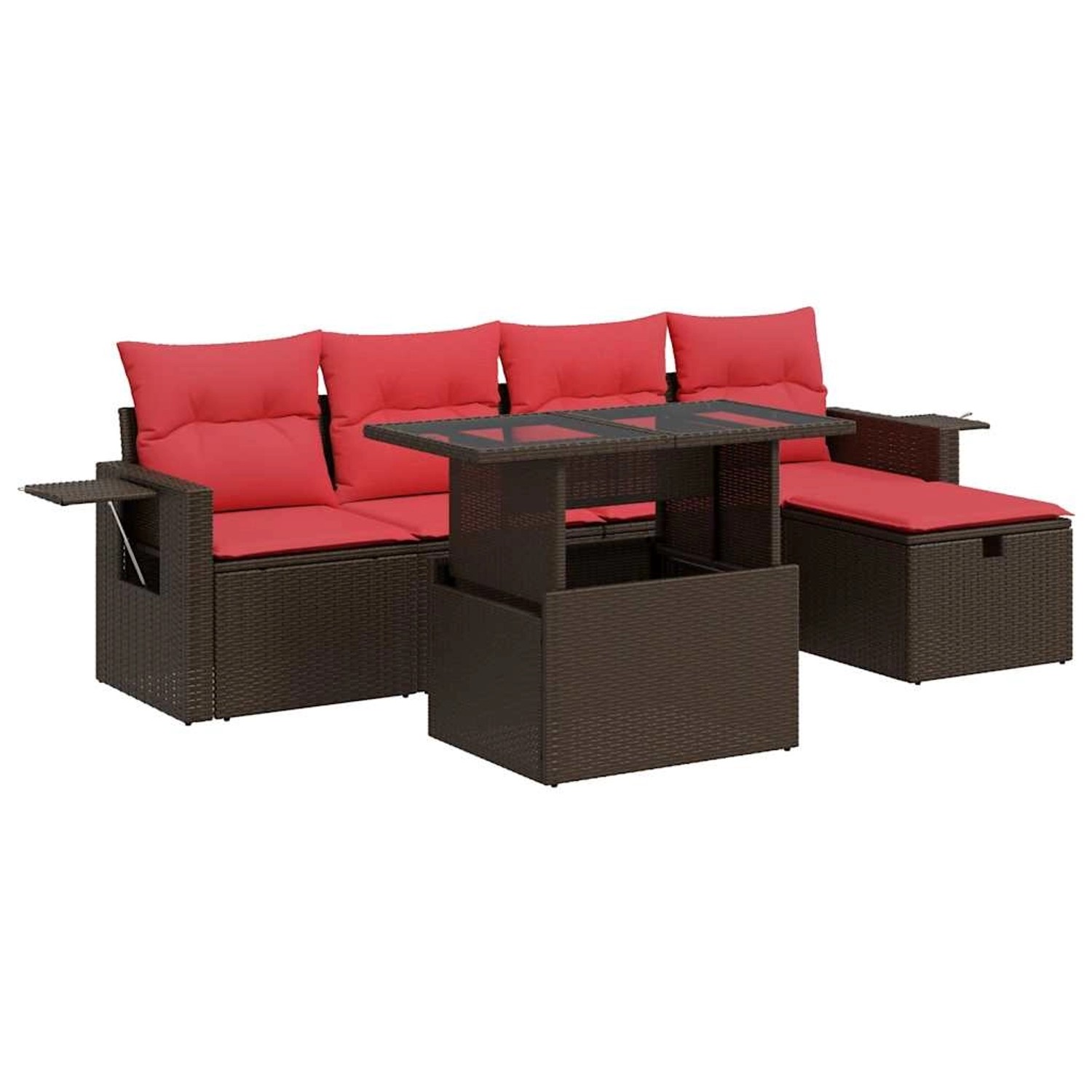 vidaXL 6-Tlg Garten-Sofagarnitur mit Kissen Braun Poly Rattan 3327854 günstig online kaufen