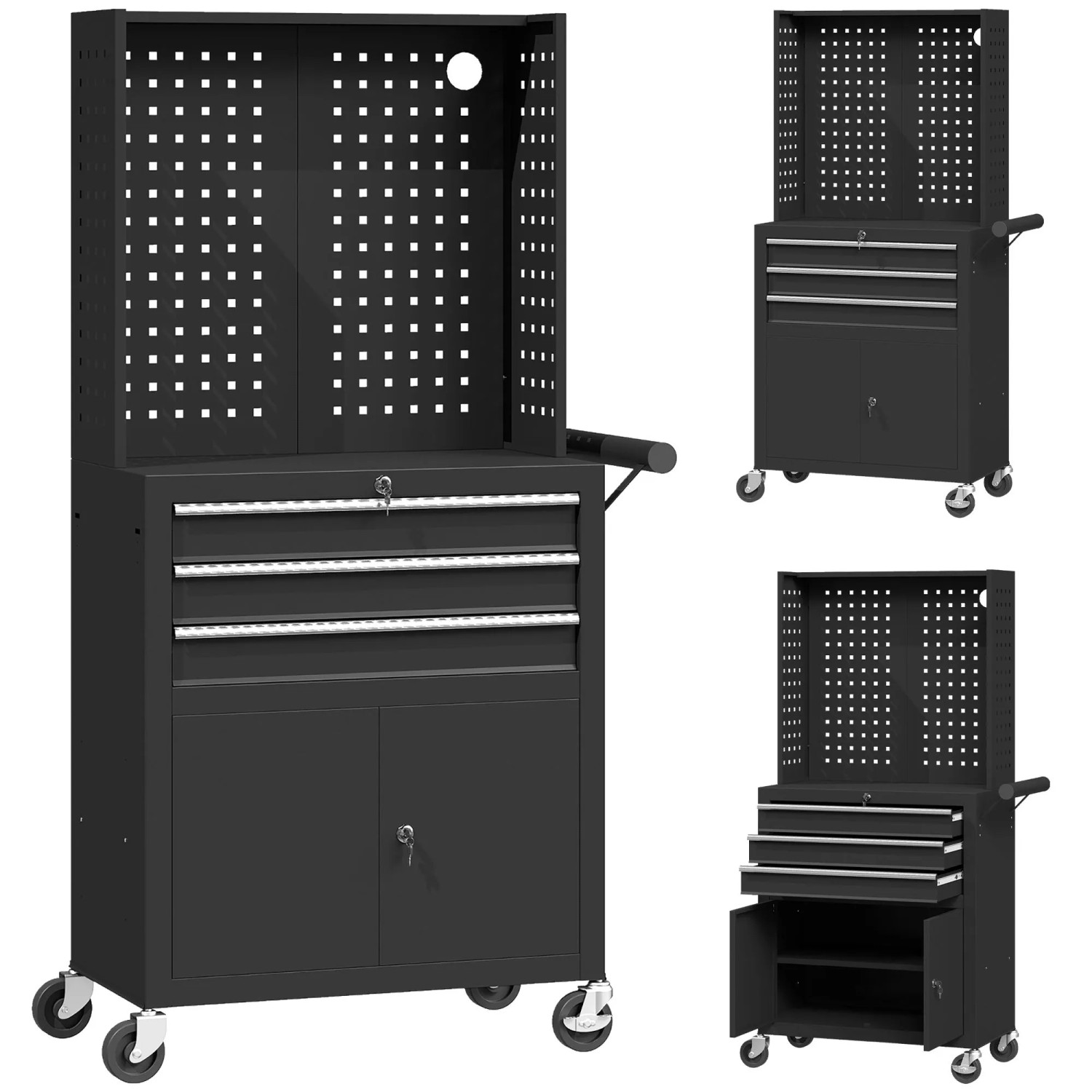 HOMCOM Werkzeugschrank 80 69L x 33B x 133H cm Schwarz