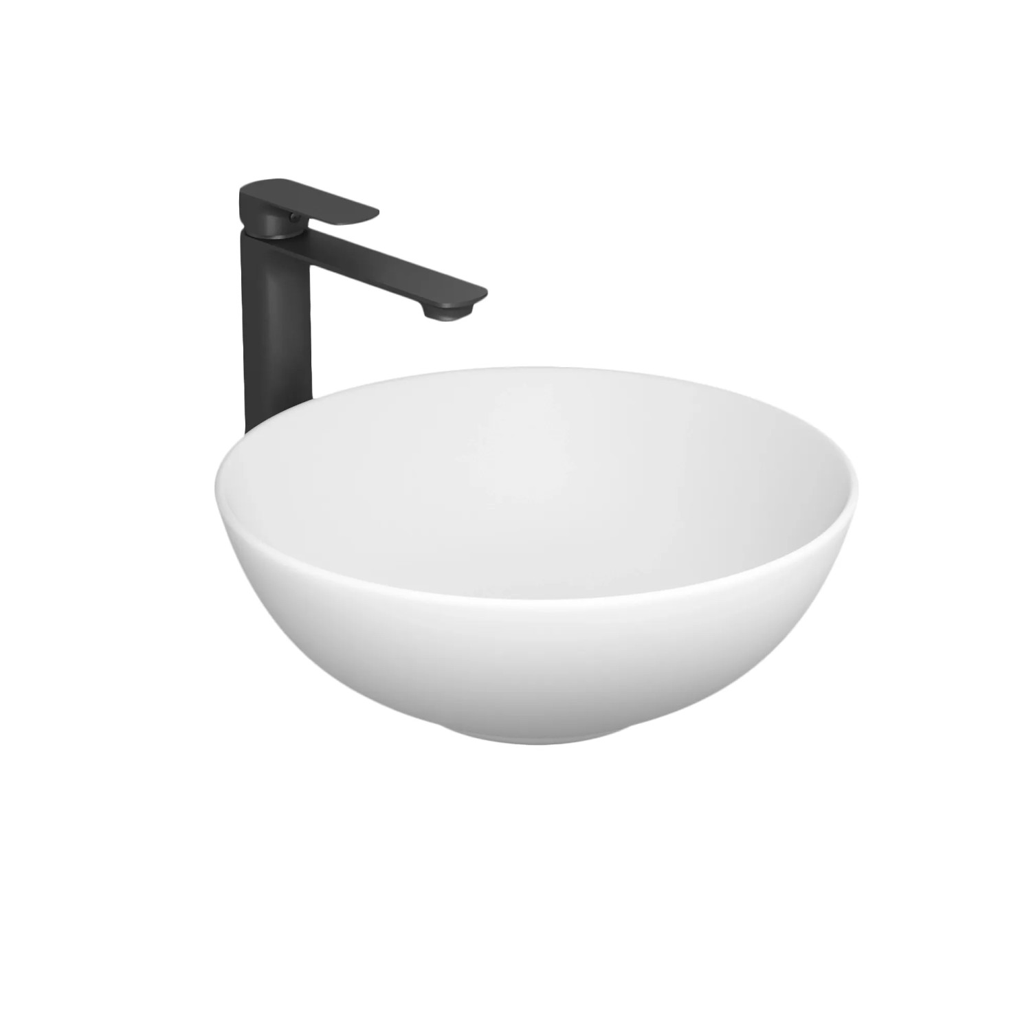 Emke Aufsatzwaschbecken Keramik Ø 41,5cm Schalenförmiges Handwaschbecken Matt Weiß