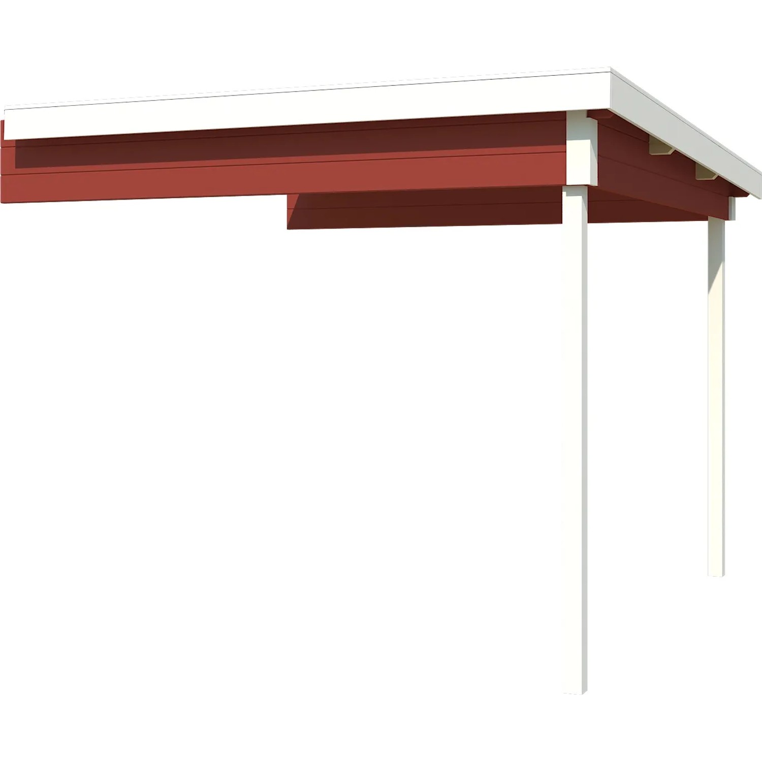 Dachverlängerung Schwedenrot für Zambezi Gartenhaus, 250x250 cm Fundamentmaß.