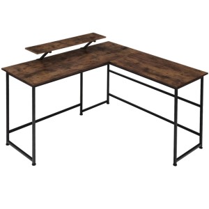 Tectake Schreibtisch Melrose Industrial Style Holz und Stahl  140 x 130 x 76 50 cm Industrial Holz Dunkel  Rustikal