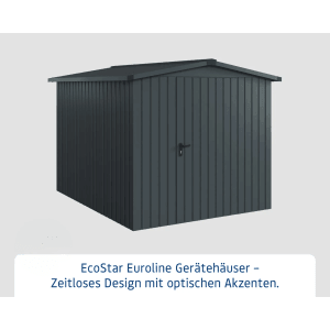 Hörmann EcoStar Gerätehaus Euroline, Satteldach, anthrazitgrau, 237x278 cm.