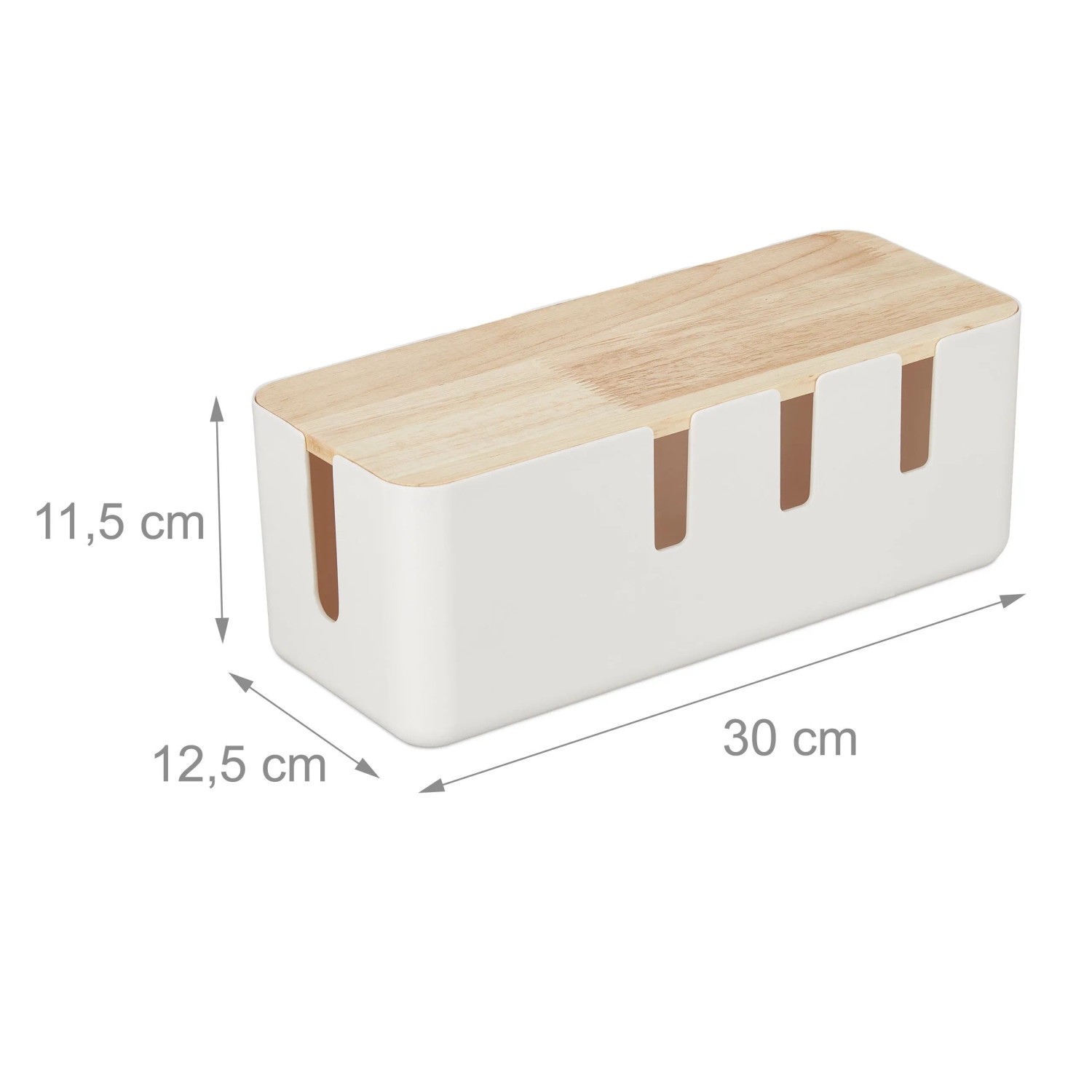 Relaxdays Kabelbox Kunststoff Holz Weiß Natur Mit Deckel 11,5 cm x 30 cm x 12,5 cm_4