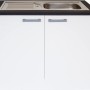 Optifit Spülenunterschrank Salo214 mit Einbauspüle, 100 cm, weiß mit anthrazitfarbener Arbeitsplatte.