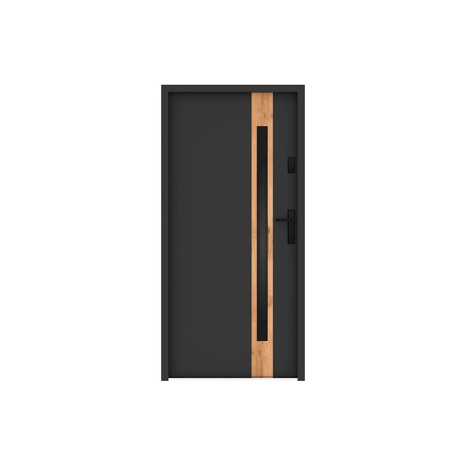 Vente-unique Haustür Braga Anthrazitgrau  Naturfarben Hell 95 cm