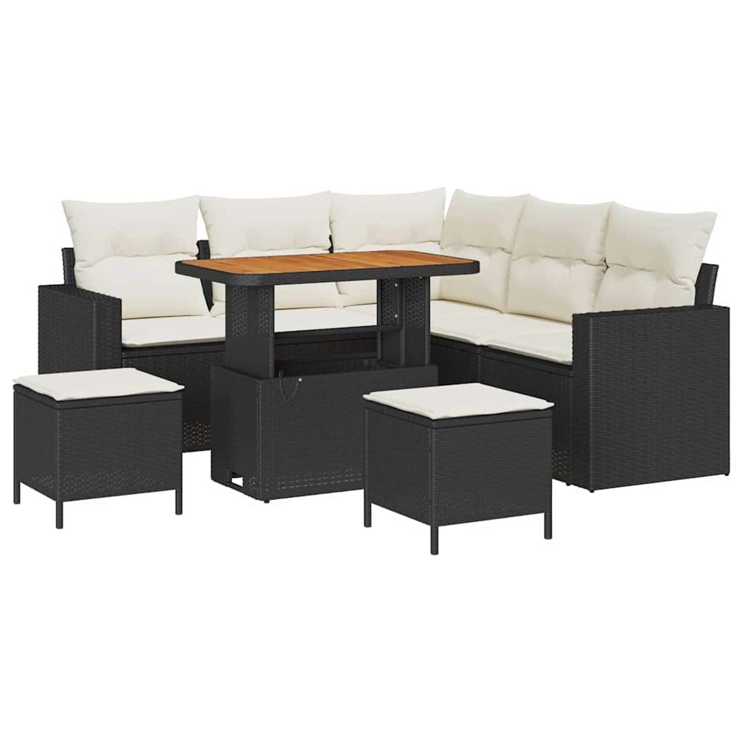 vidaXL Garten-Sofa-Set 8-Tlg Schwarz Poly Rattan 3361615 günstig online kaufen