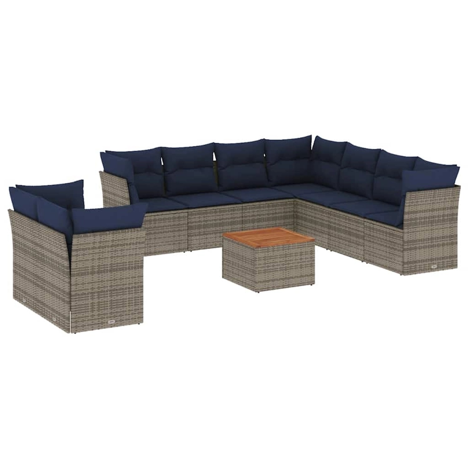 vidaXL 10-Tlg Garten-Sofagarnitur mit Kissen Grau Poly Rattan 3256047 günstig online kaufen
