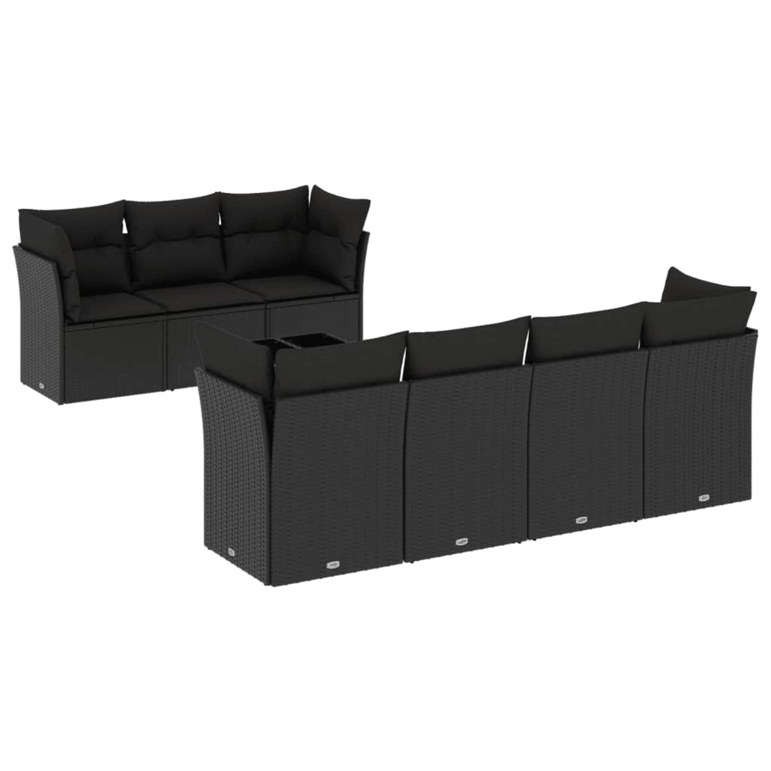 vidaXL 8-tlg Garten-Sofagarnitur mit Kissen Schwarz Poly Rattan Modell 61 günstig online kaufen