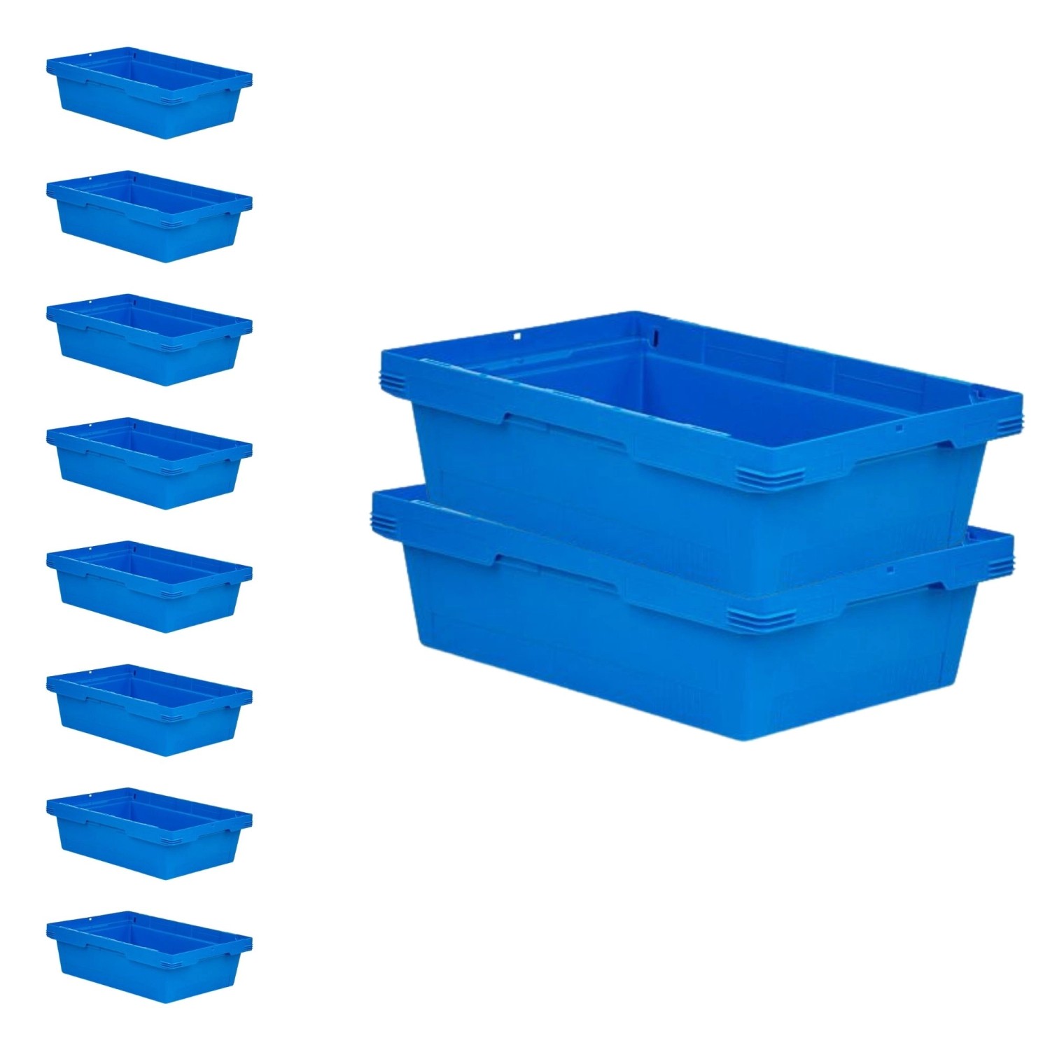 10 blaue PROREGAL Stapelbehälter (29L) im Set. Euroboxen/Lagerboxen aus Kunststoff für Industrie, Gewerbe und Hobby.