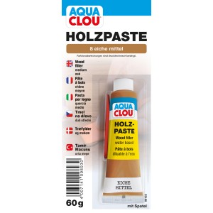 Clou Holzpaste Eiche Mittel, 60g Tube zum Ausbessern von Holzschäden im Innenbereich.
