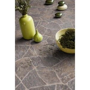 BRICOFLOR PVC-Bodenbelag in Steinoptik Grau-Braun, Meterware. Dekoratives Wohnambiente.