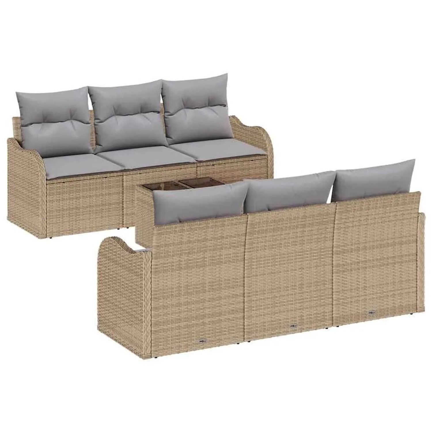 Thumbnail - vidaXL Garten-Sofa-Set mit Kissen mit Speicher 7-Tlg Beige und Grau 3354259