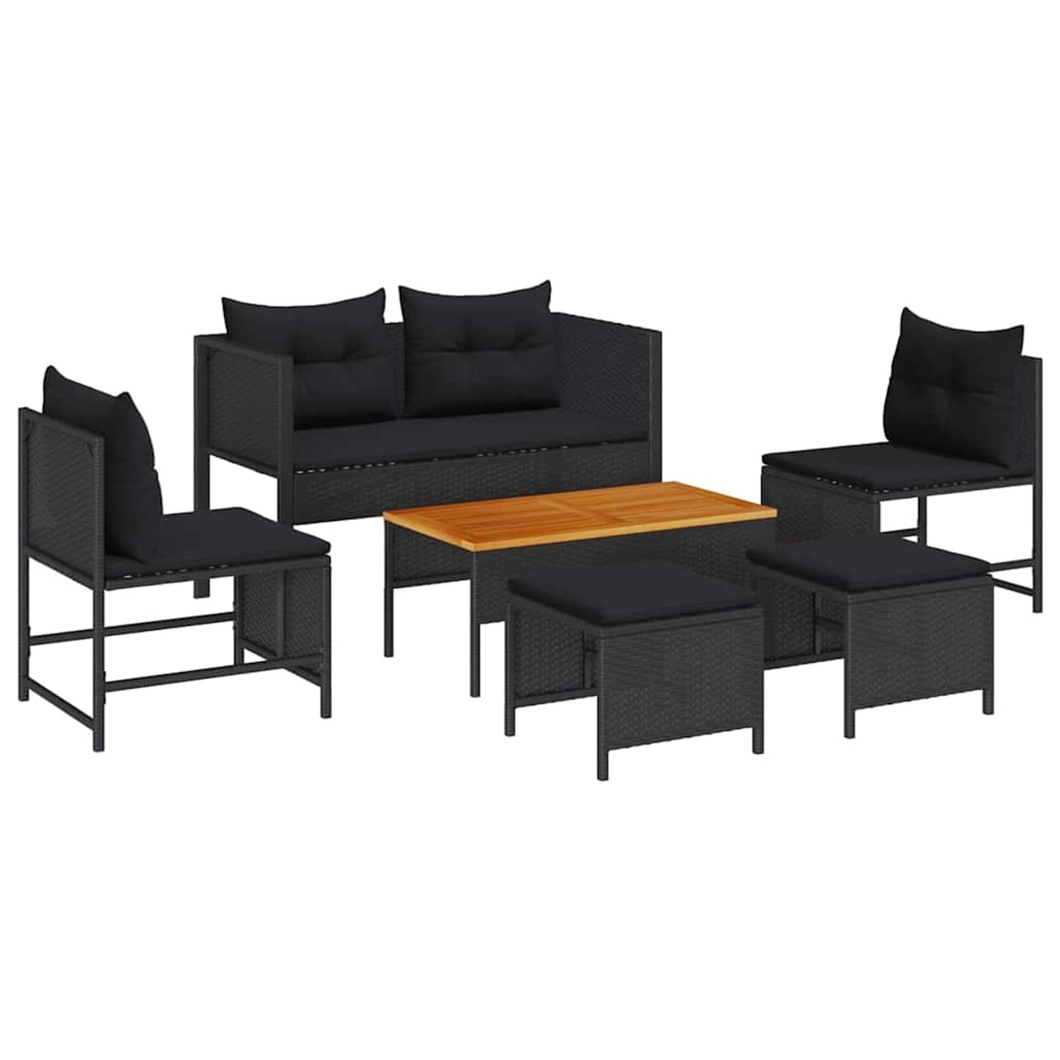 vidaXL Garten-Sofa-Set 6-Tlg Schwarz Poly Rattan 4104700 günstig online kaufen