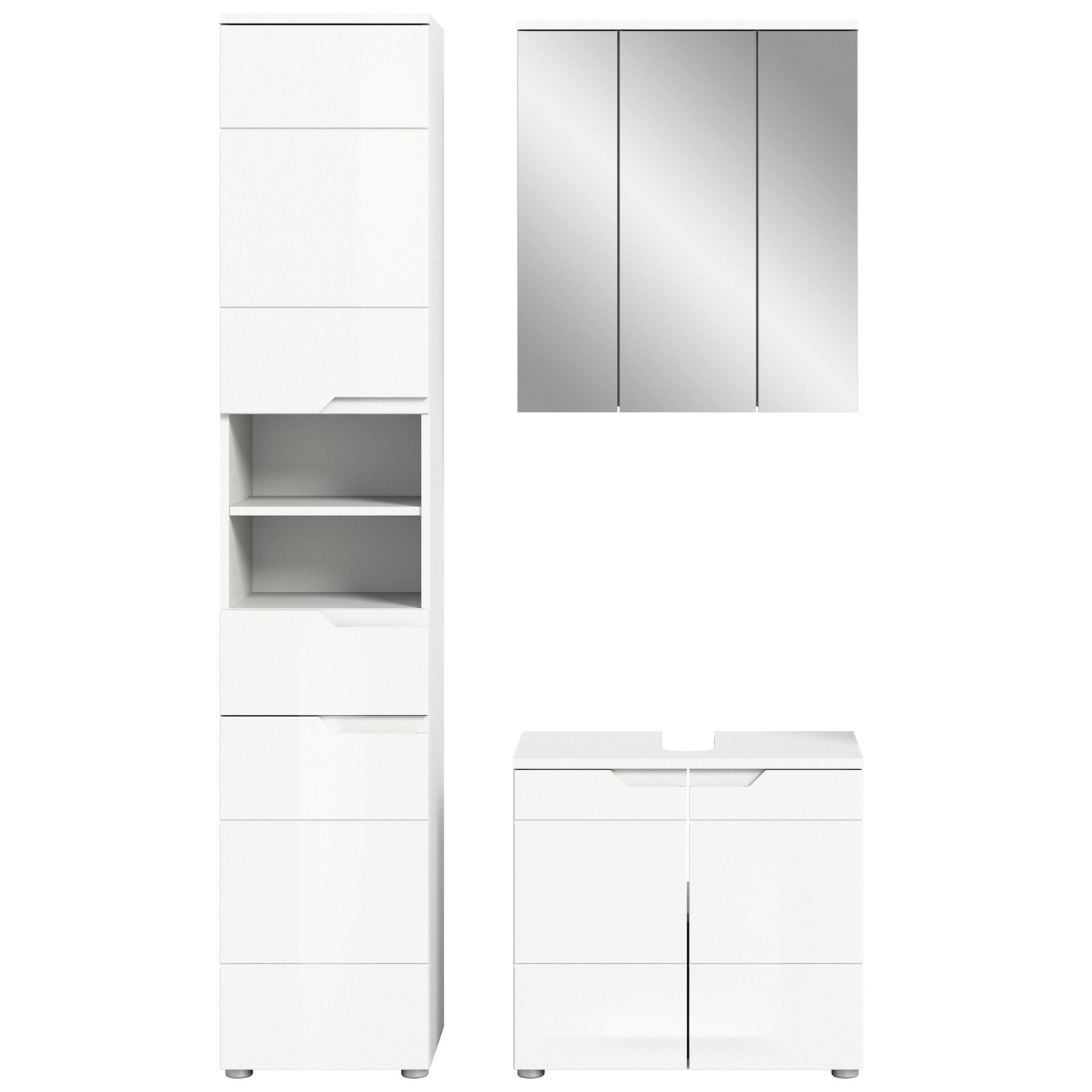 Badkombination Solero Weiß Hochglanz 116 cm 3-tlg. günstig online kaufen