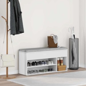 vidaXL Schuhbank Weiß 102x30,5x45 cm Holzwerkstoff 859136