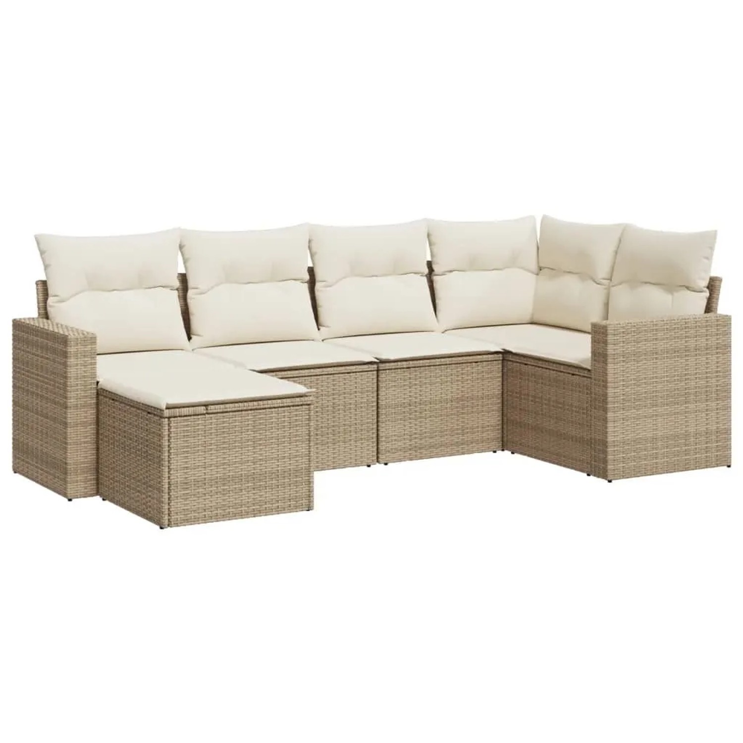 vidaXL 6-Tlg Garten-Sofagarnitur mit Kissen Beige Poly Rattan 3251595 günstig online kaufen