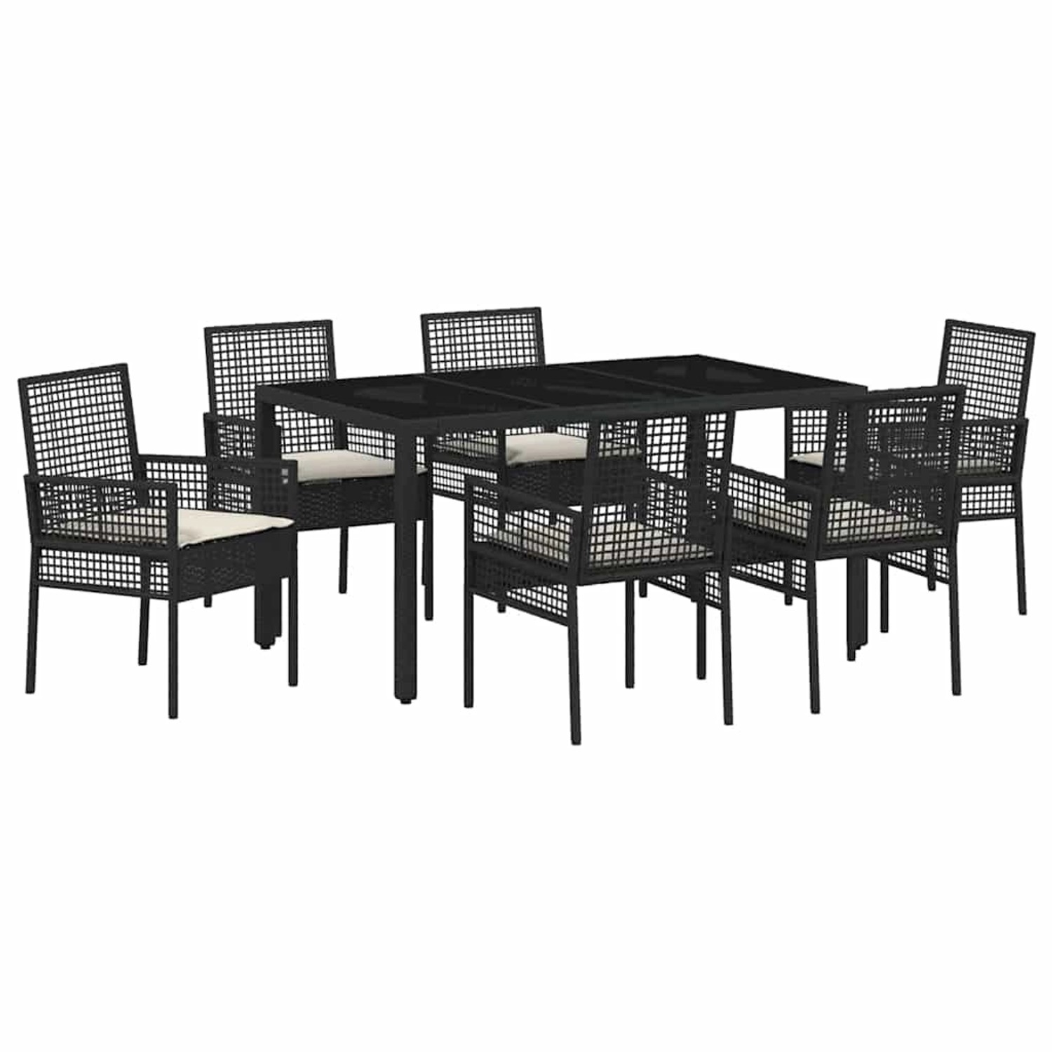 vidaXL Garten Essgruppe 7-Tlg Schwarz Poly Rattan 3334858 günstig online kaufen
