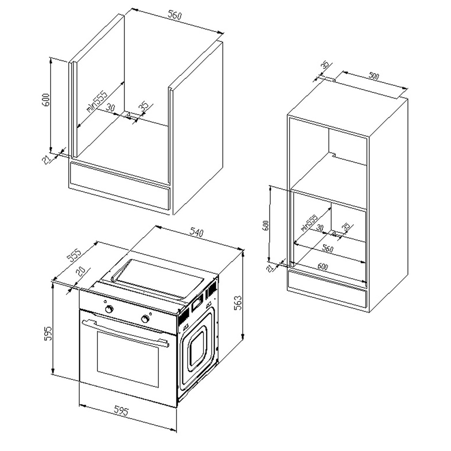 Skizze der Held Möbel Küchenzeile Mailand 390 cm in Weiß Hochglanz mit E-Geräten, Maße und Details.