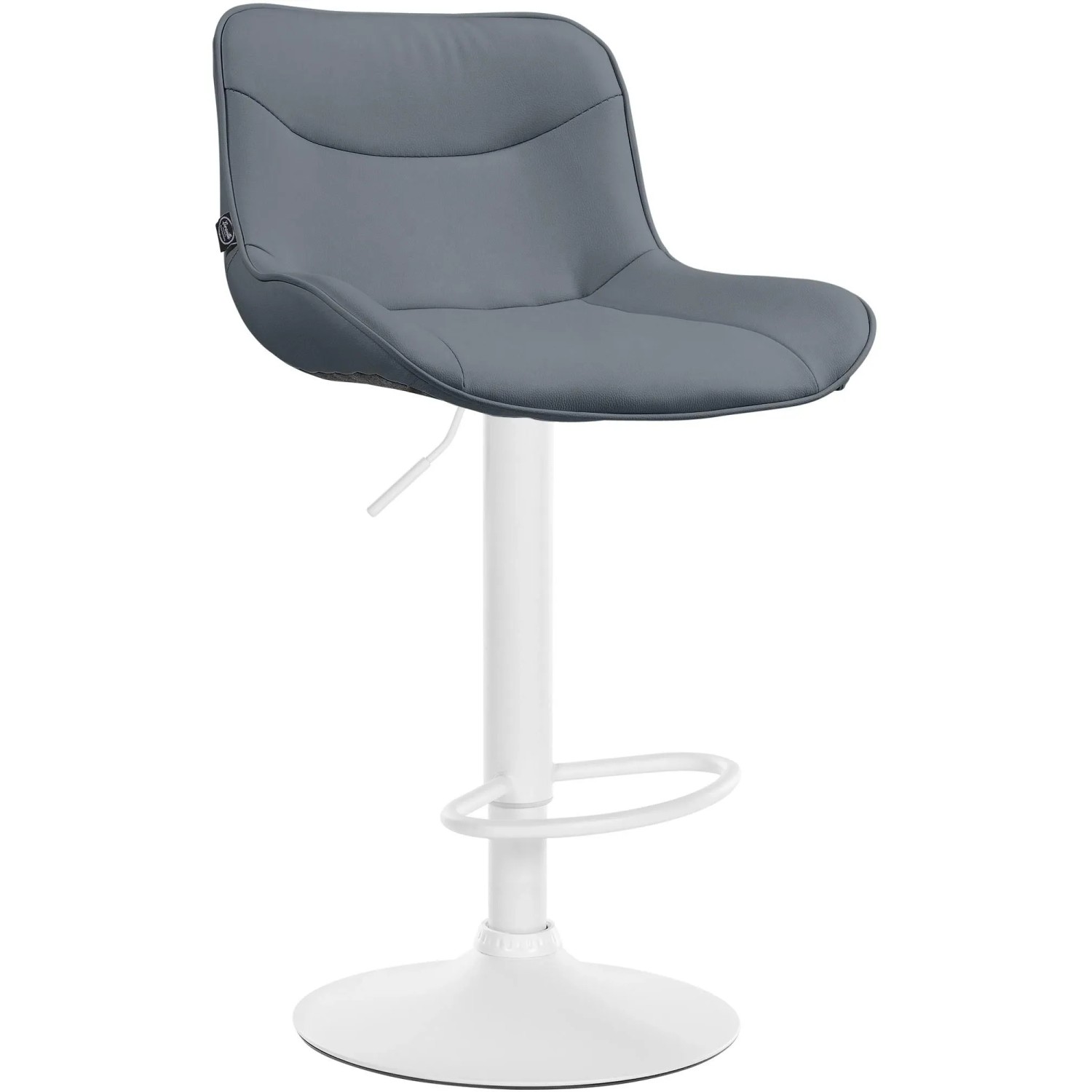 DELUKE Barhocker RAGAD Kunstleder Grau 49x51x85cm Weiß Barstuhl Höhenverstellbar Mit Lehne Drehbar Tresenhocker Tresenstuhl