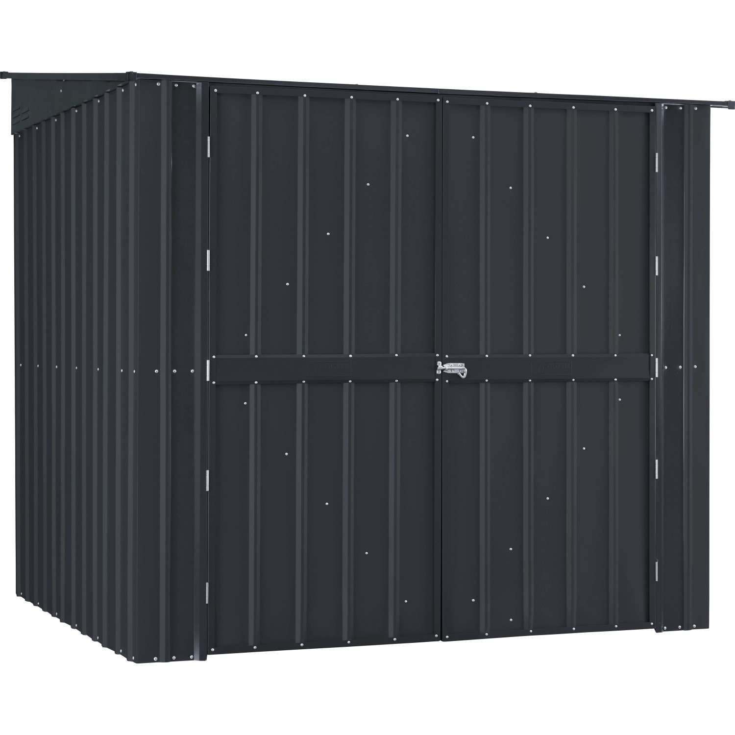 Globel Fahrradbox Family in Anthrazit mit Doppeltür und Platz für 4 Fahrräder.